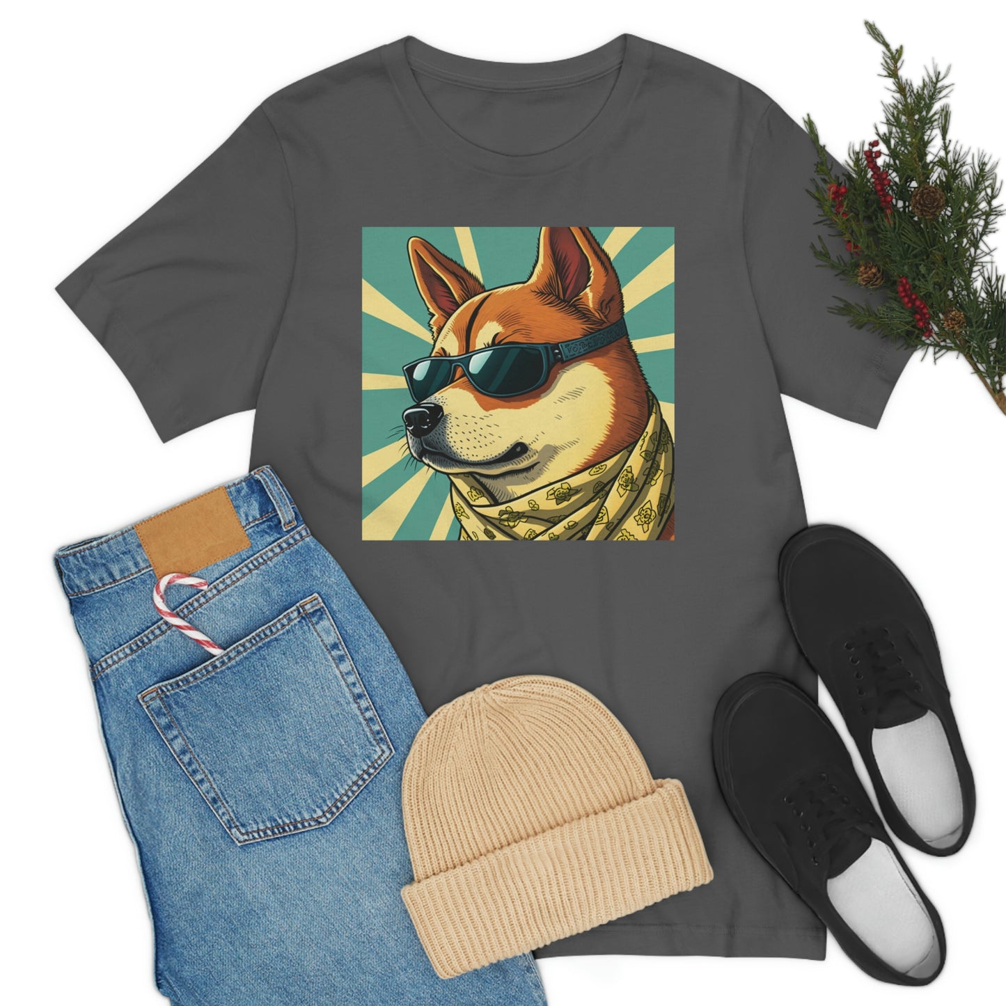 Trendy Shiba Inu T-Shirt | Cartoon Bandana and Sunglasses Design | Shiba Tee with High-Quality Print | Great Gift Idea