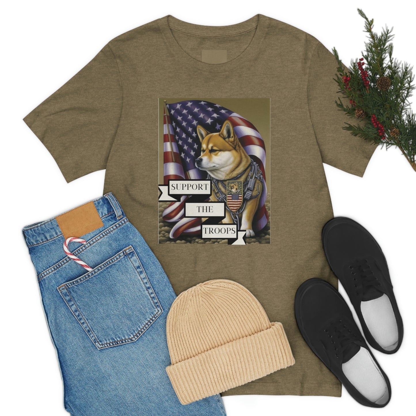 Patriotic Shiba Inu Soldier T-Shirt | American Flag and Support the Troops | Shiba Inu Tee with High-Quality Print