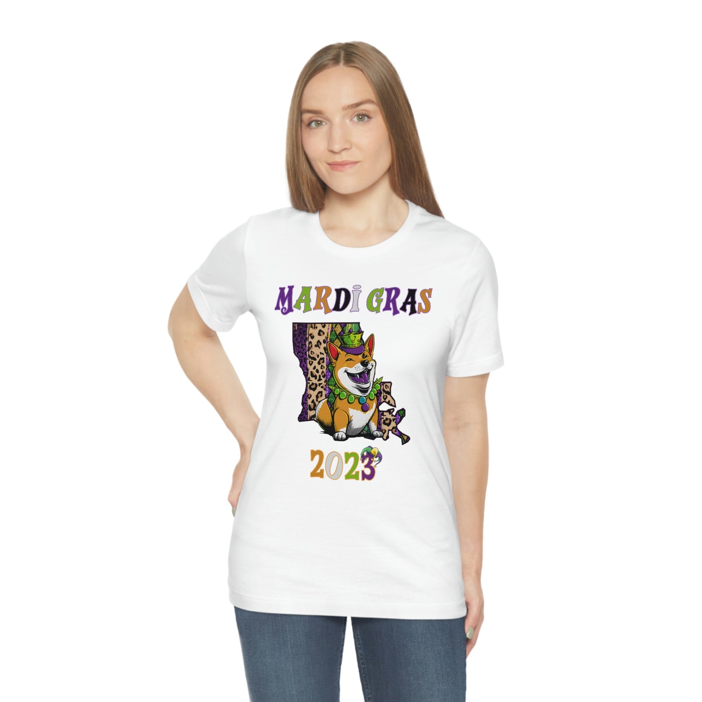 Mardi Gras 2023 Shiba Inu T-Shirt - Celebrate with your pup - Louisiana Theme - Soft Cotton - Dog Lover Gift