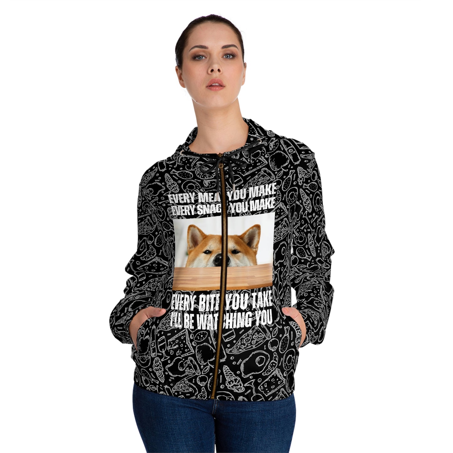 Funny | Shiba Inu | Women’s Full-Zip Hoodie (AOP)