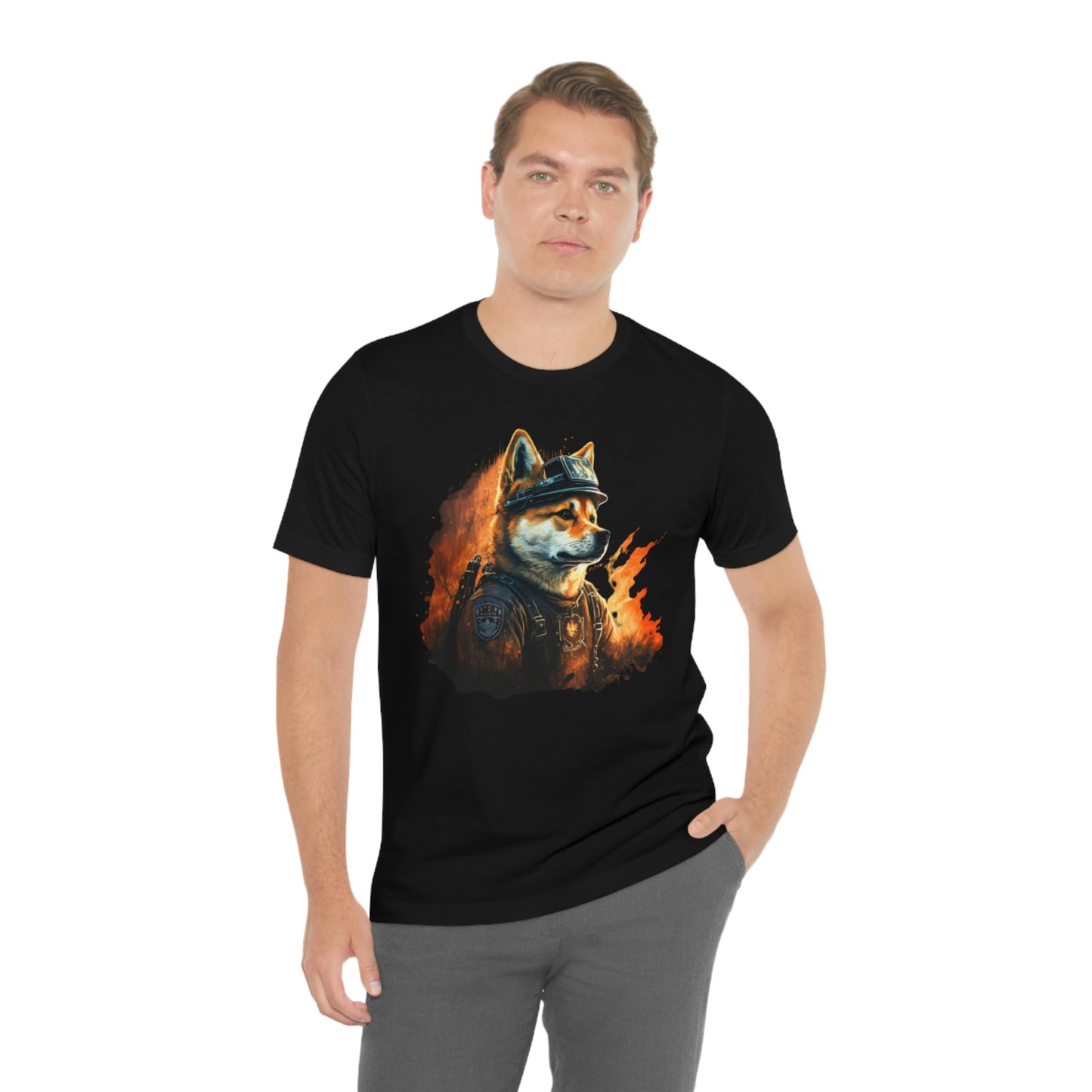 Shiba Inu Firefighter T-Shirt | Support Our Brave First Responders | Soft Cotton Tee with High-Quality Print