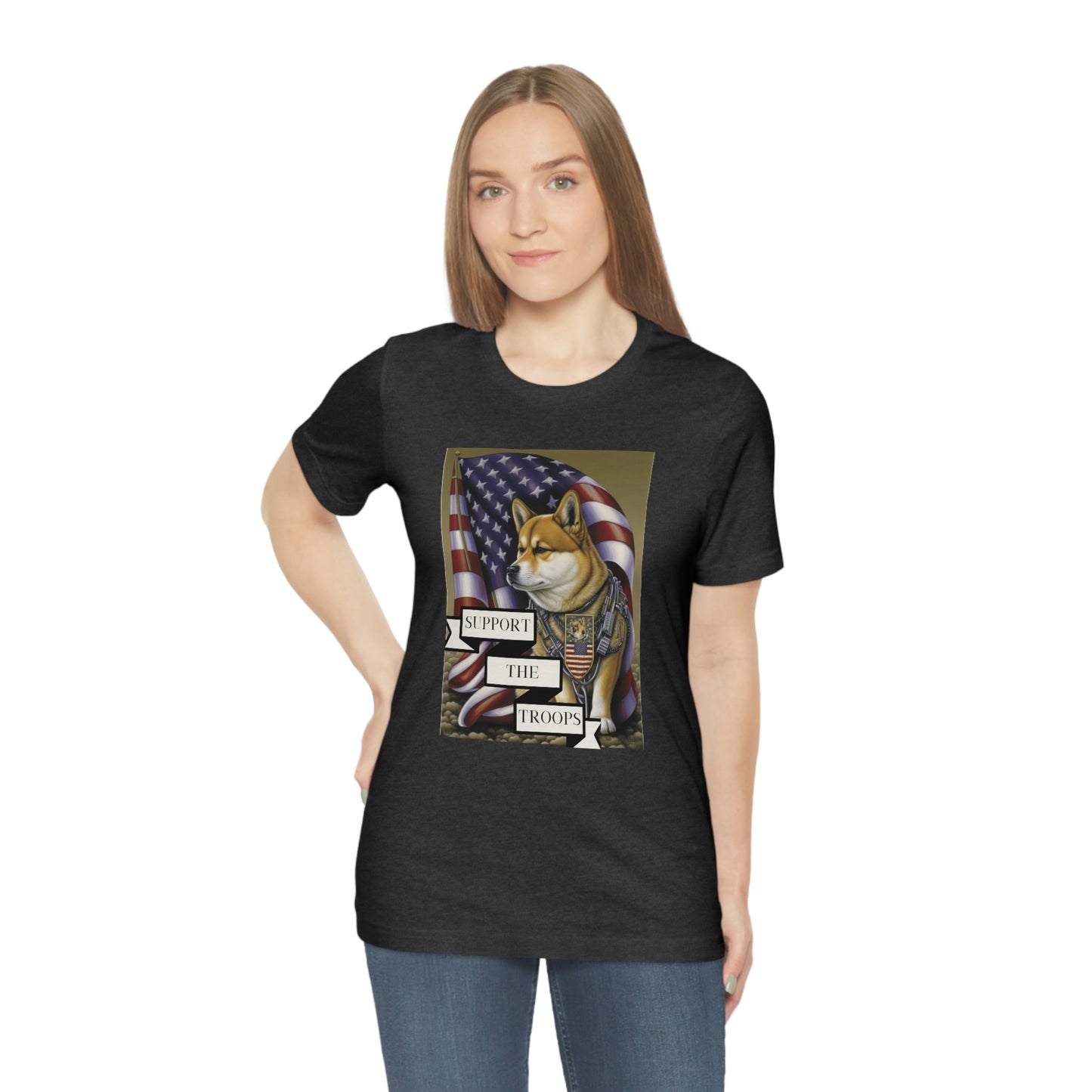 Patriotic Shiba Inu Soldier T-Shirt | American Flag and Support the Troops | Shiba Inu Tee with High-Quality Print