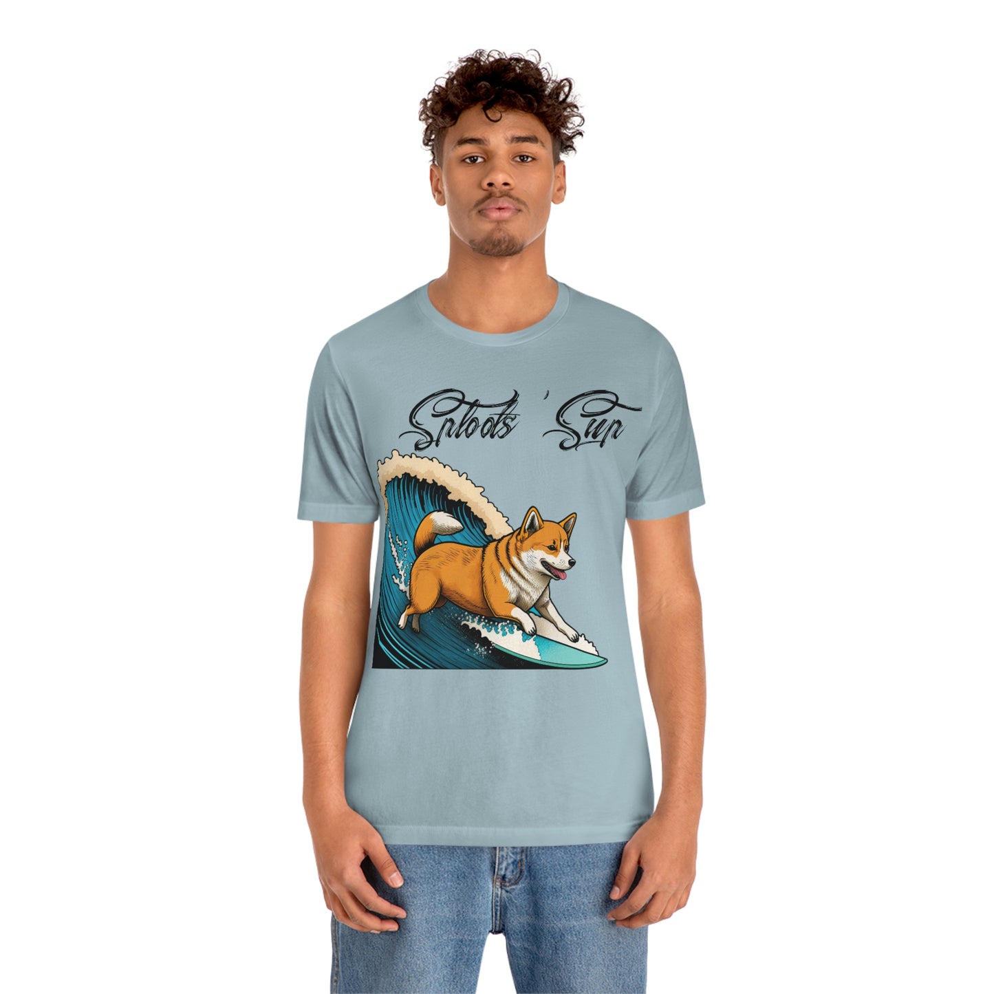 Sploots 'Sup Surfin' Shiba Inu | Black Ink | Short Sleeve Tee