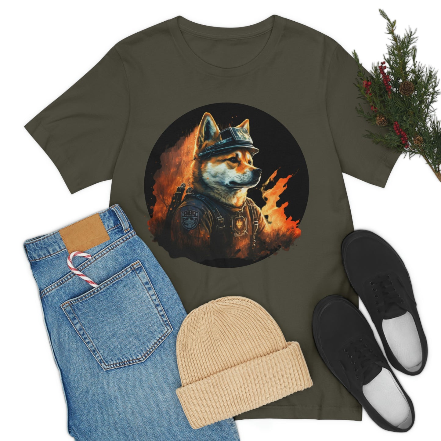 Shiba Inu Firefighter T-Shirt | Support Our Brave First Responders | Soft Cotton Tee with High-Quality Print