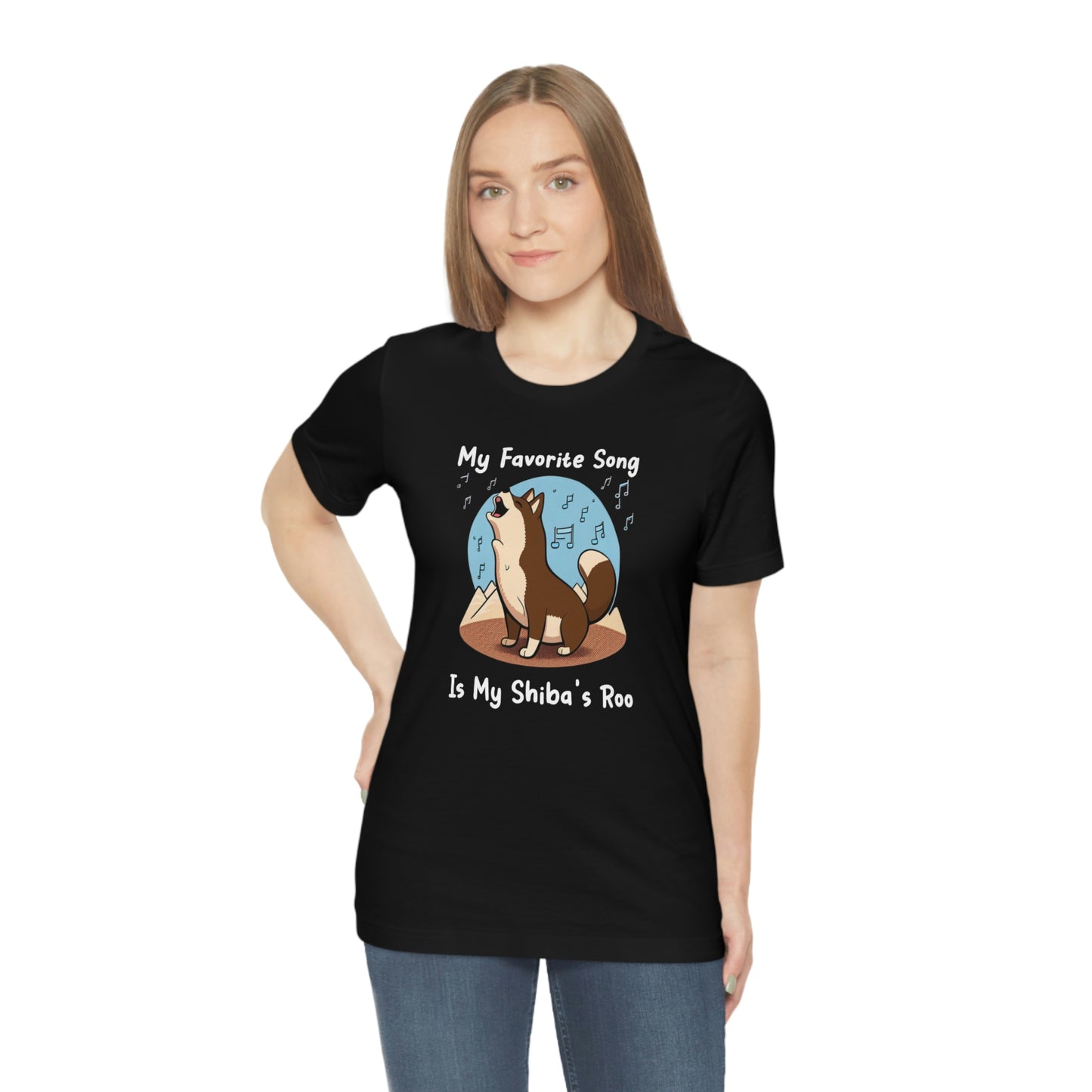 My Favorite Song - White Ink | Dk Brown Shiba Inu | Unisex Jersey Short Sleeve Tee