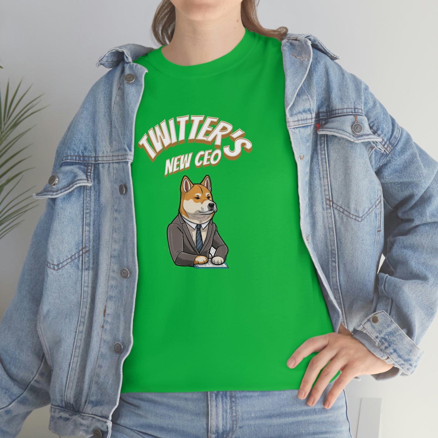 Unleash Your Humor and Style with Our 'Twitters New CEO' Shiba Inu Executive T-Shirt Design! - Black and White Ink