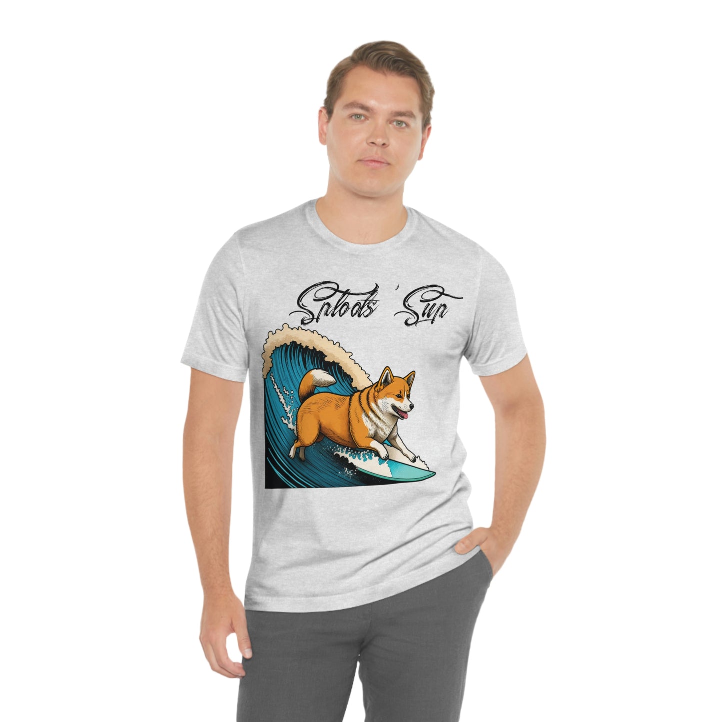 Sploots 'Sup Surfin' Shiba Inu | Black Ink | Short Sleeve Tee