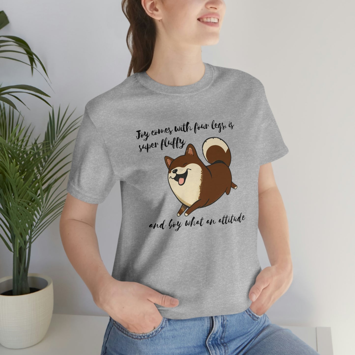 Boy What an Attitude | Dk Brown Shiba Inu | Unisex Jersey Short Sleeve Tee