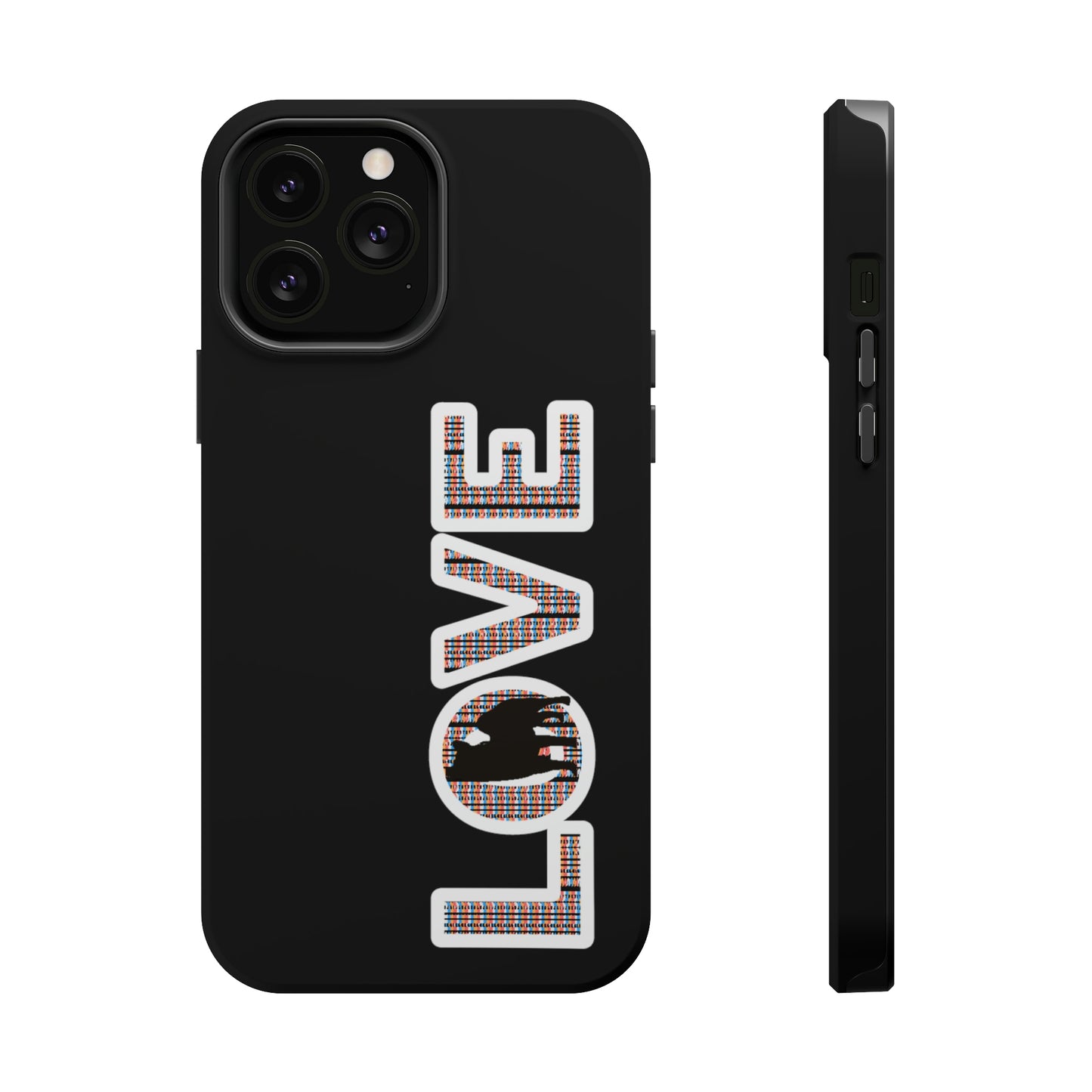 Shiba Inu Phone Case - "LOVE" design - Stylish iPhone, Shiba Love Design MagSafe Phone Case - Dual Layer Protection for iPhone Tough Cases