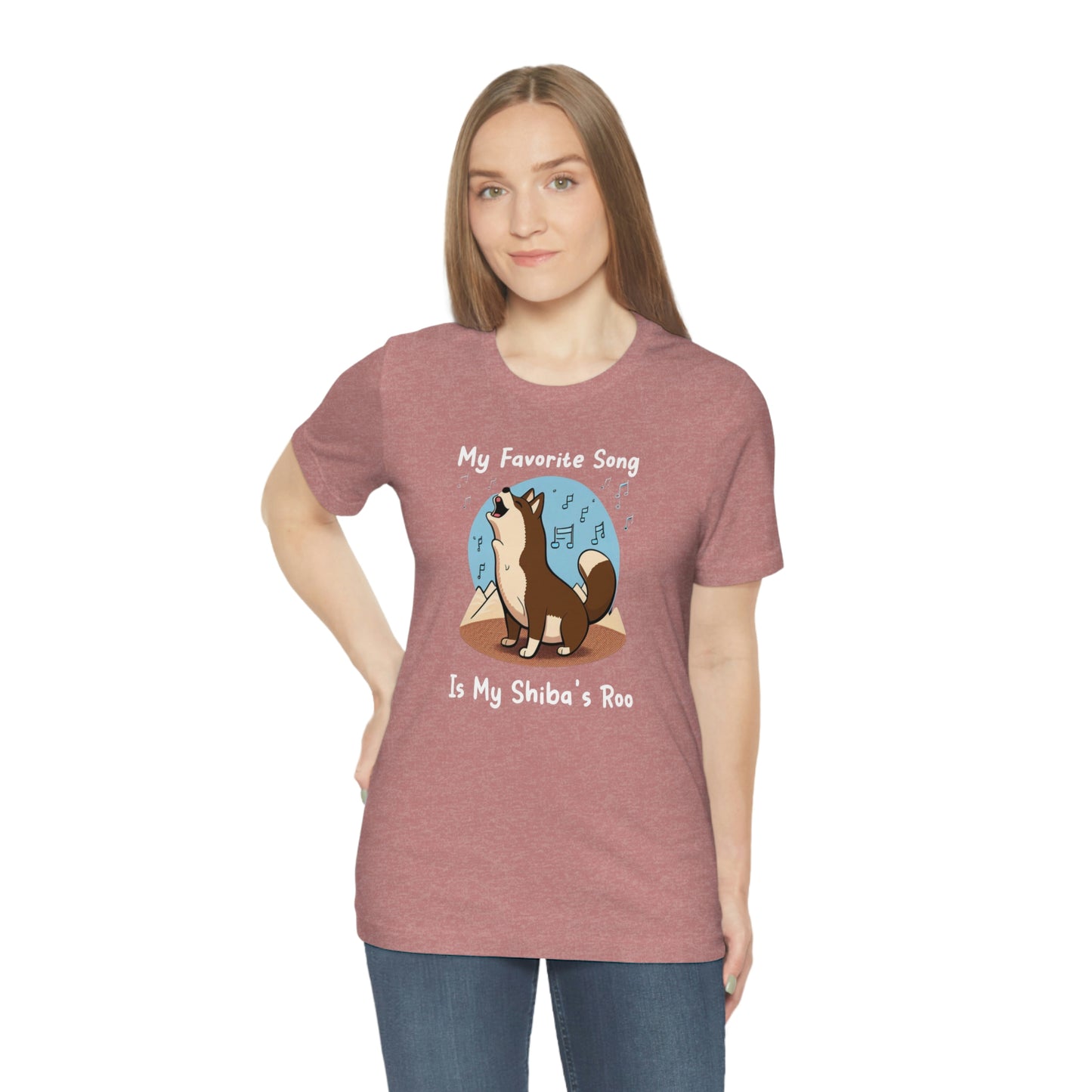 My Favorite Song - White Ink | Dk Brown Shiba Inu | Unisex Jersey Short Sleeve Tee