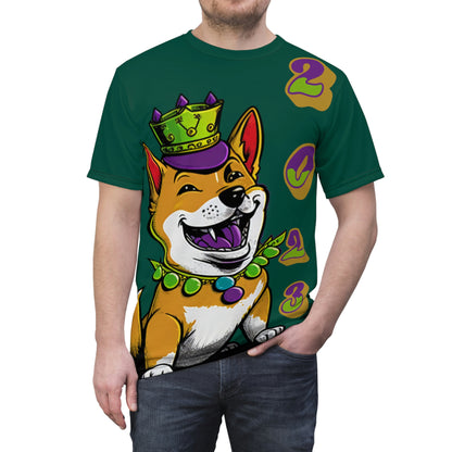 2023 Mardi Gras Shiba Inu T-Shirt - Premium Soft Microfiber-Knit Fabric - Stylish and Versatile Casual Tee