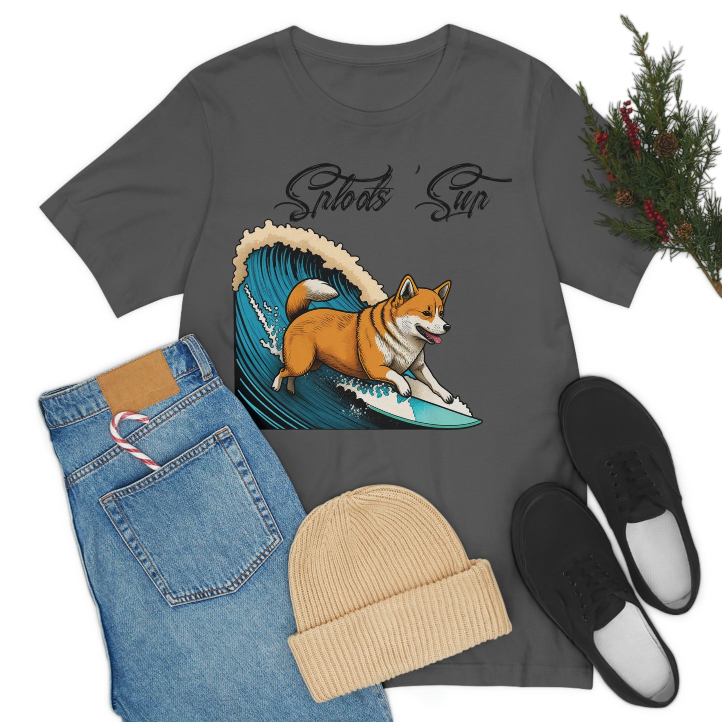 Sploots 'Sup Surfin' Shiba Inu | Black Ink | Short Sleeve Tee