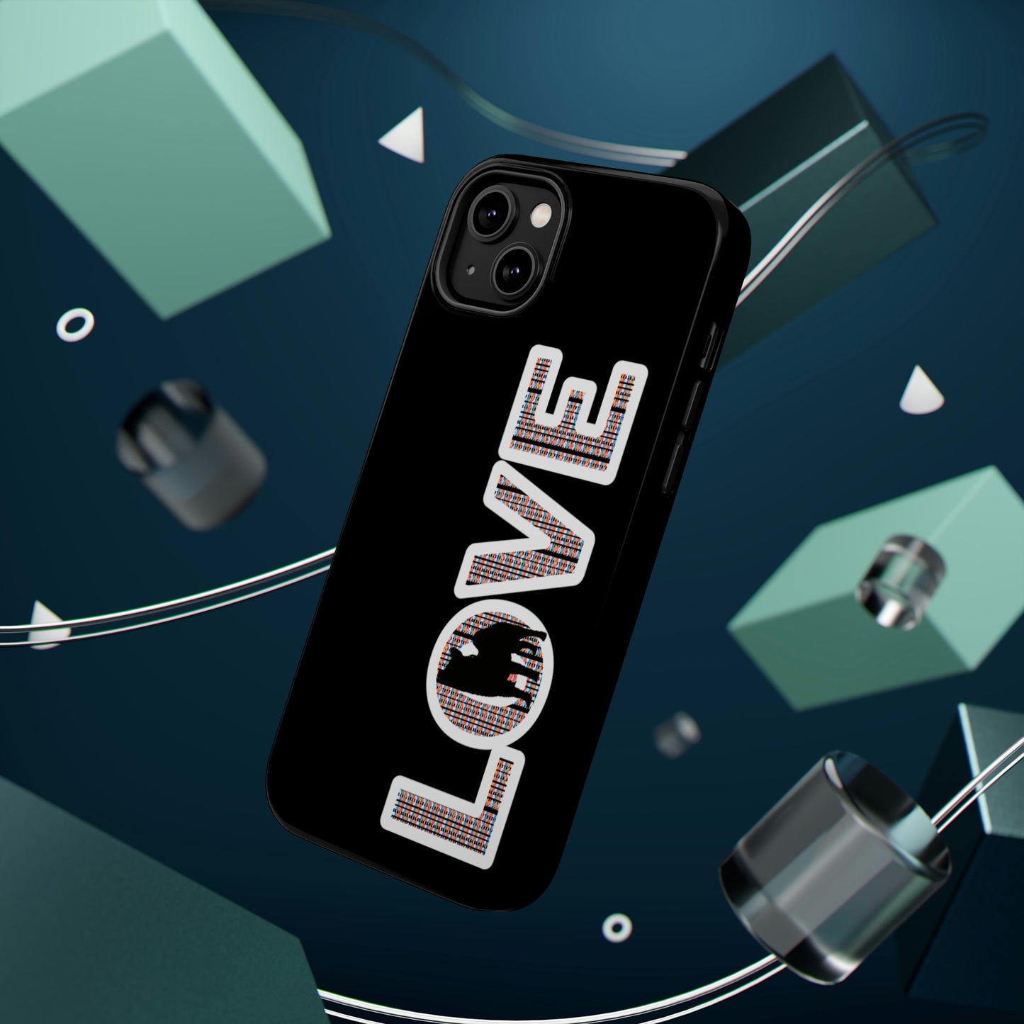 Shiba Inu Phone Case - "LOVE" design - Stylish iPhone, Shiba Love Design MagSafe Phone Case - Dual Layer Protection for iPhone Tough Cases