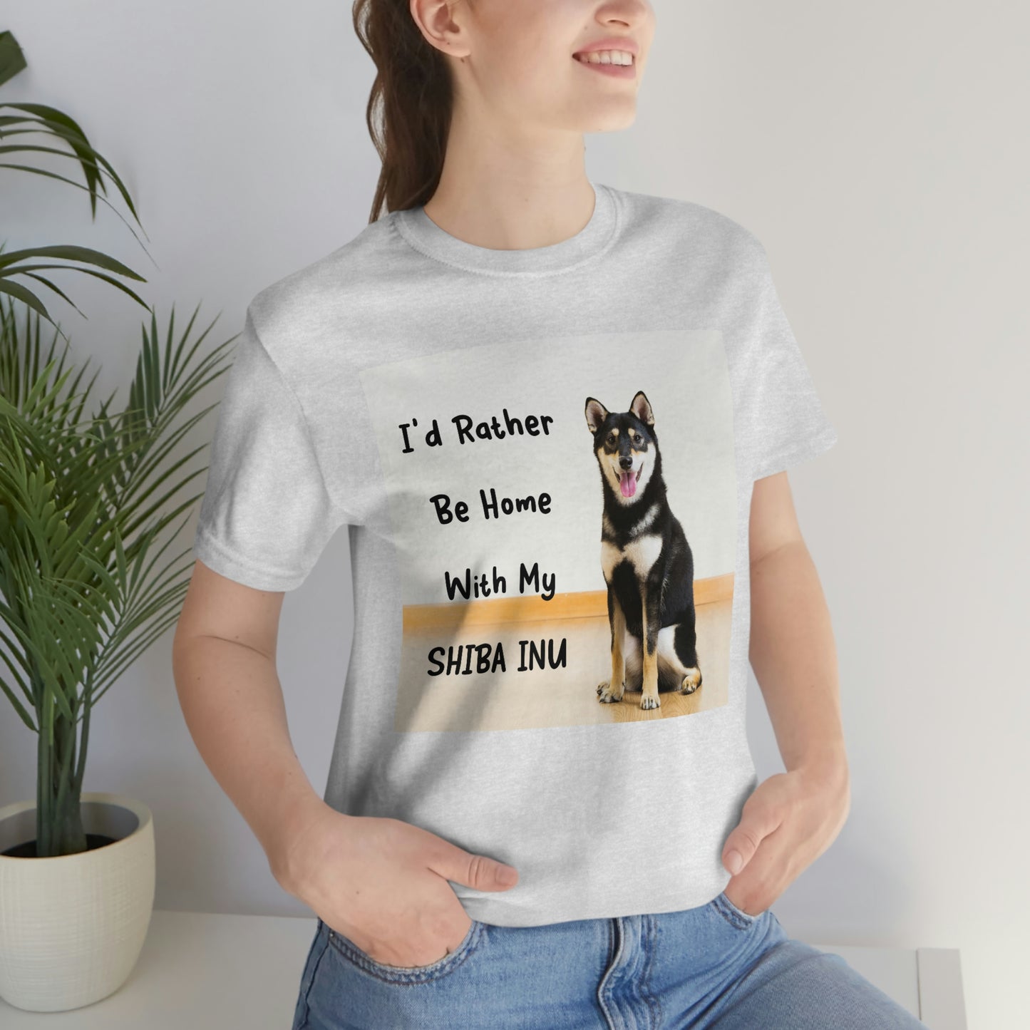 'I'd Rather Be Home with my Shiba' | Unisex Jersey Short Sleeve Tee