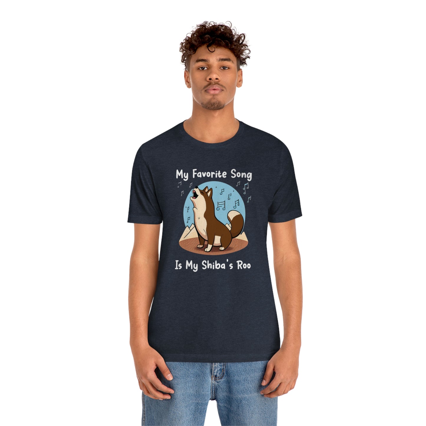 My Favorite Song - White Ink | Dk Brown Shiba Inu | Unisex Jersey Short Sleeve Tee