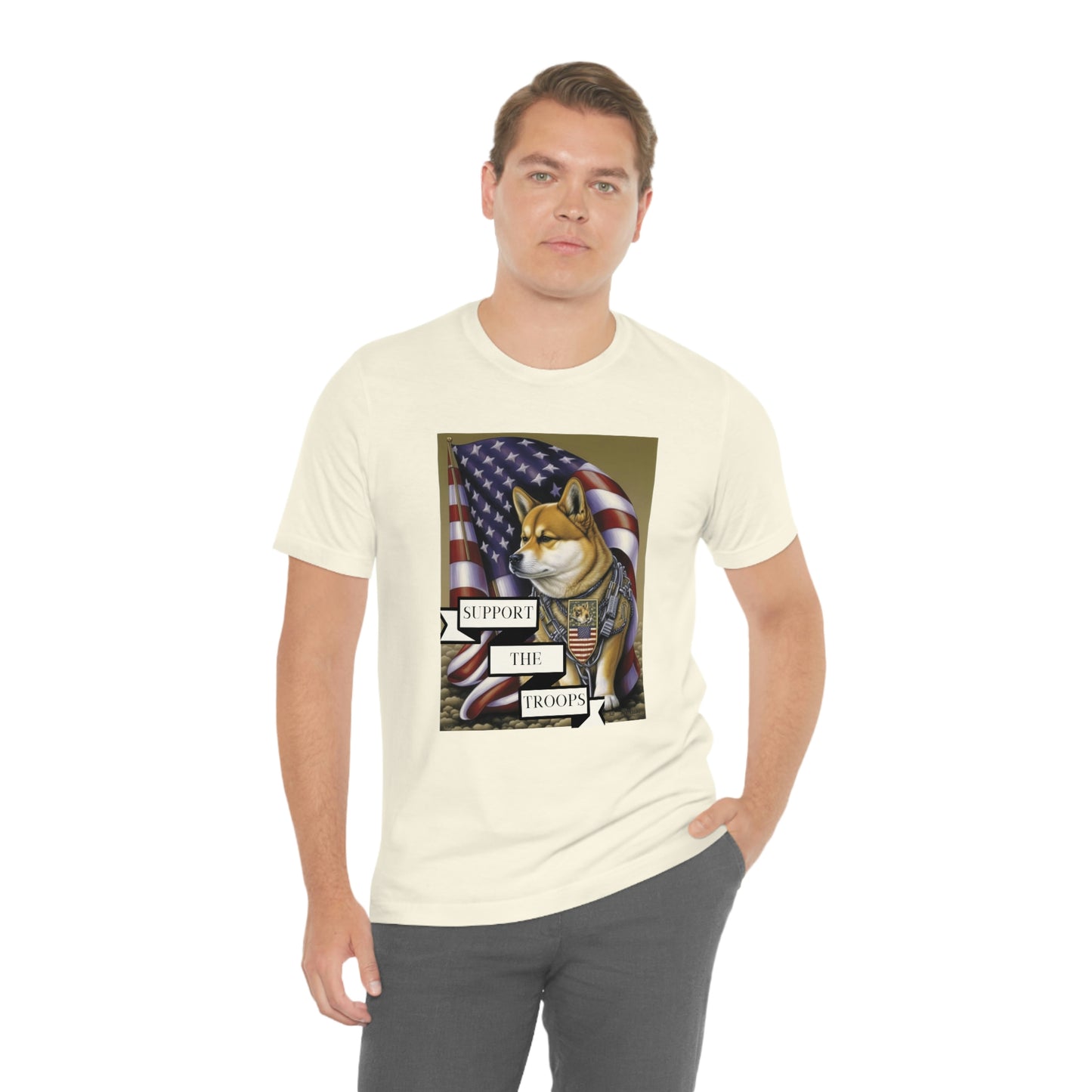 Patriotic Shiba Inu Soldier T-Shirt | American Flag and Support the Troops | Shiba Inu Tee with High-Quality Print