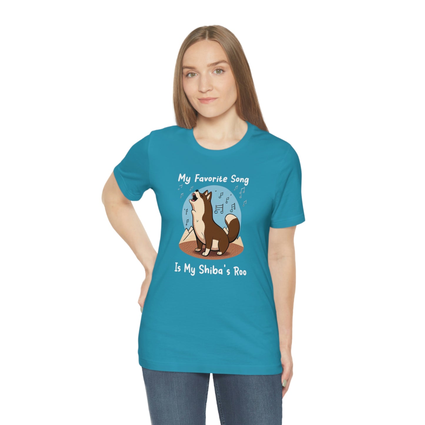 My Favorite Song - White Ink | Dk Brown Shiba Inu | Unisex Jersey Short Sleeve Tee