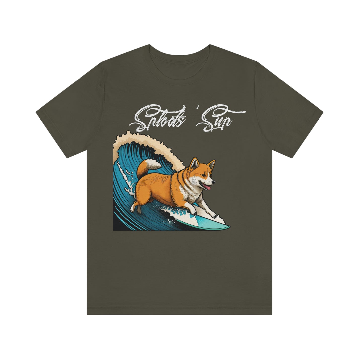 Sploots 'Sup Surfin' Shiba Inu | White Ink | Short Sleeve Tee