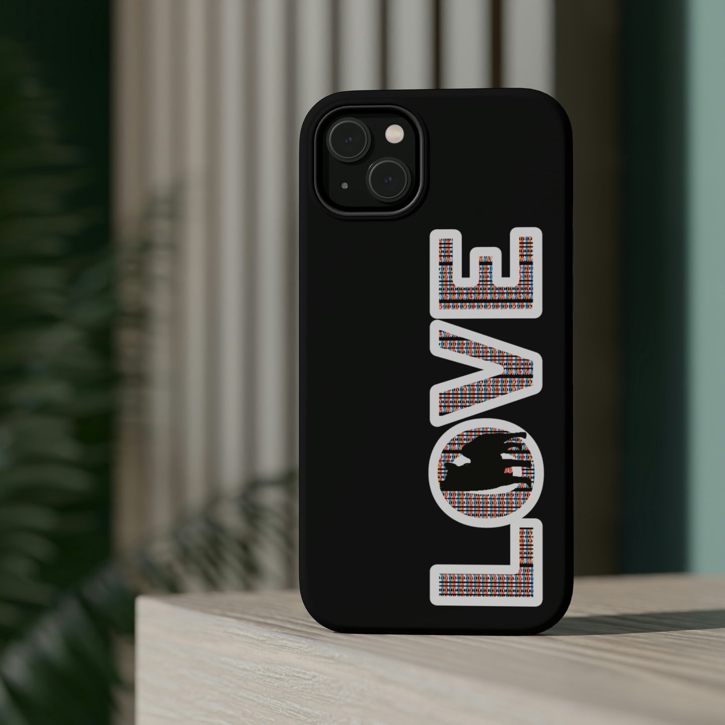 Shiba Inu Phone Case - "LOVE" design - Stylish iPhone, Shiba Love Design MagSafe Phone Case - Dual Layer Protection for iPhone Tough Cases