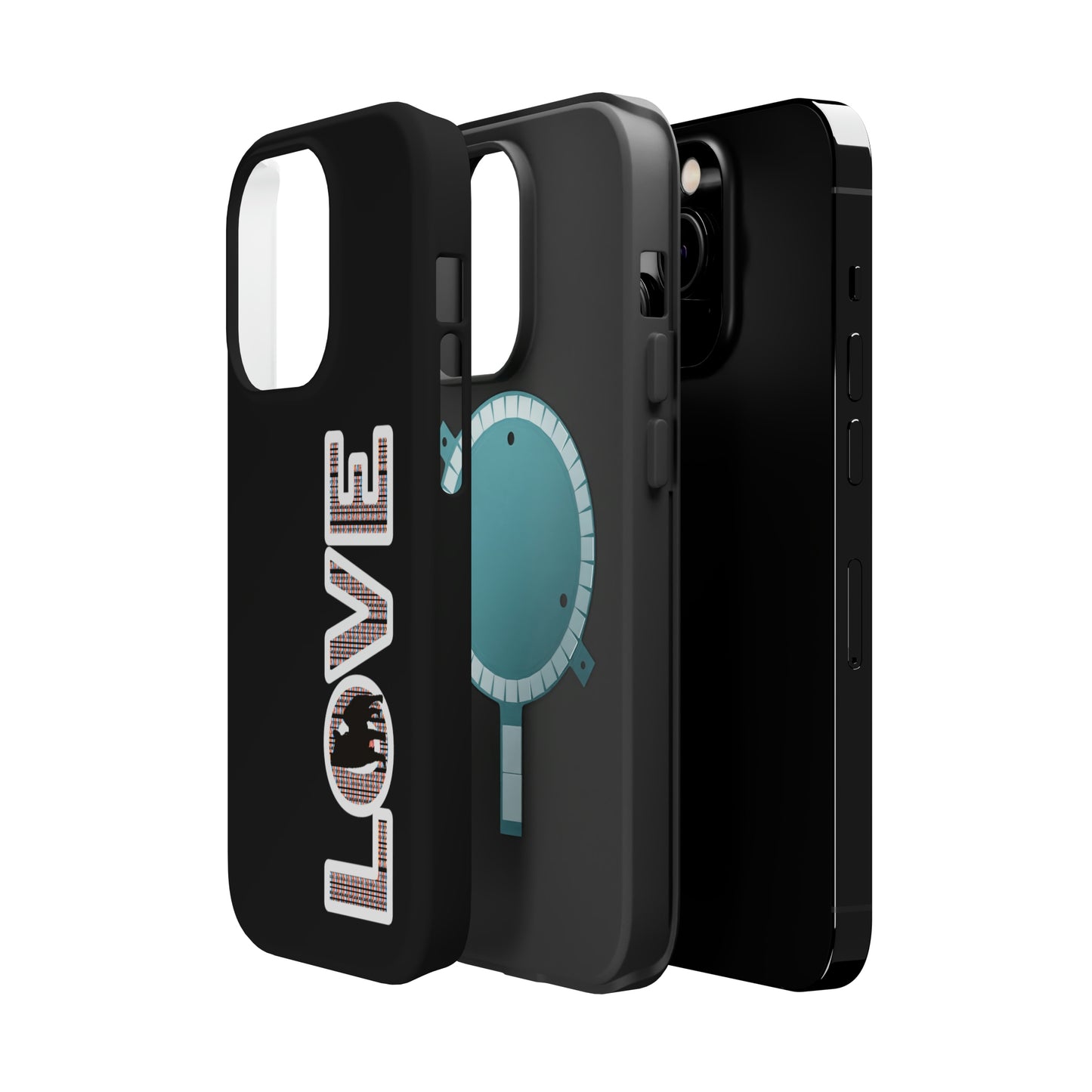 Shiba Inu Phone Case - "LOVE" design - Stylish iPhone, Shiba Love Design MagSafe Phone Case - Dual Layer Protection for iPhone Tough Cases