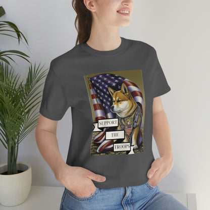 Patriotic Shiba Inu Soldier T-Shirt | American Flag and Support the Troops | Shiba Inu Tee with High-Quality Print