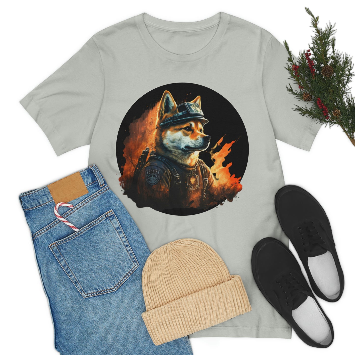 Shiba Inu Firefighter T-Shirt | Support Our Brave First Responders | Soft Cotton Tee with High-Quality Print