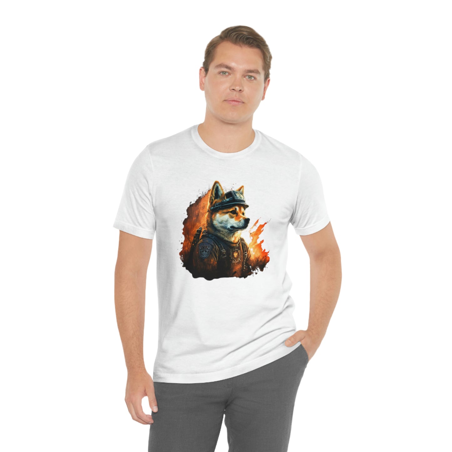 Brave Shiba Inu Firefighter T-Shirt - Flames Design | Shiba Inu Tee with High-Quality Print