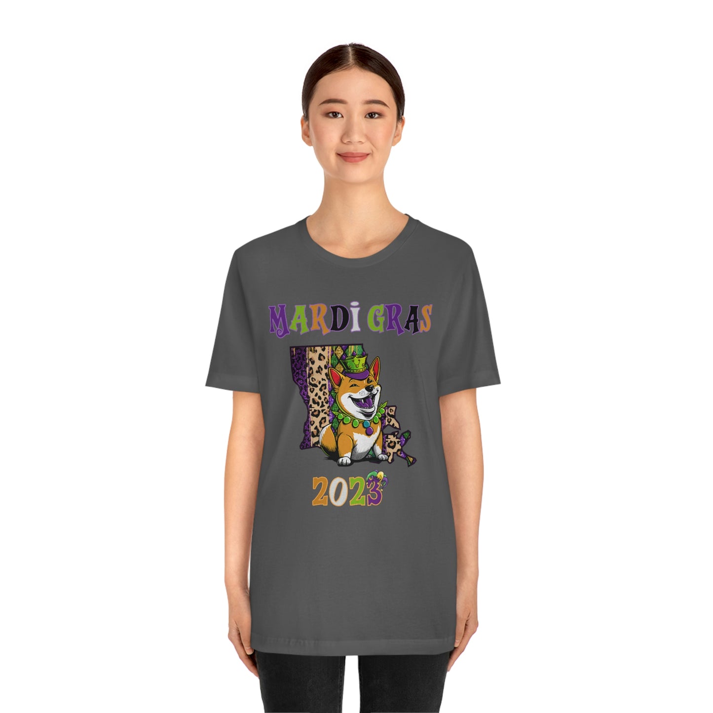 Mardi Gras 2023 Shiba Inu T-Shirt - Celebrate with your pup - Louisiana Theme - Soft Cotton - Dog Lover Gift