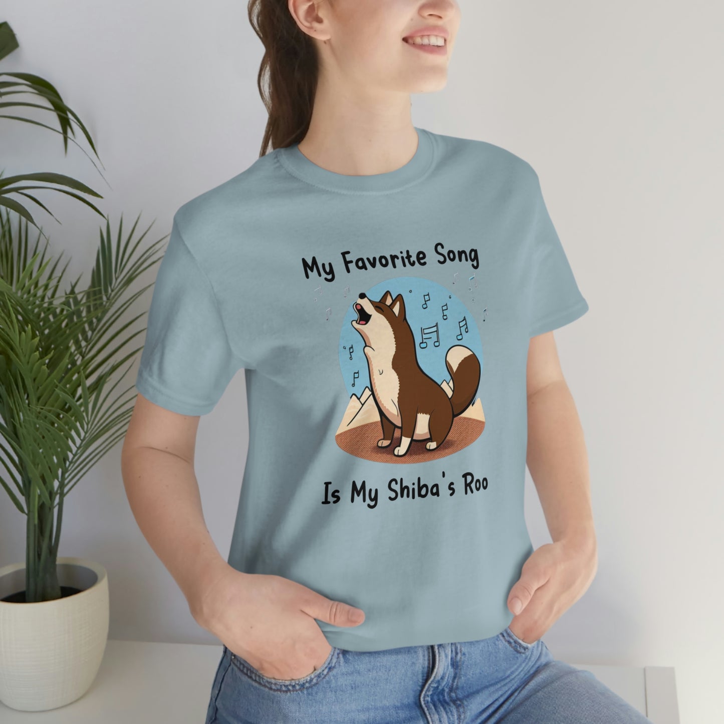 My Favorite Song - Black Ink | Dk Brown Shiba Inu | Unisex Jersey Short Sleeve Tee