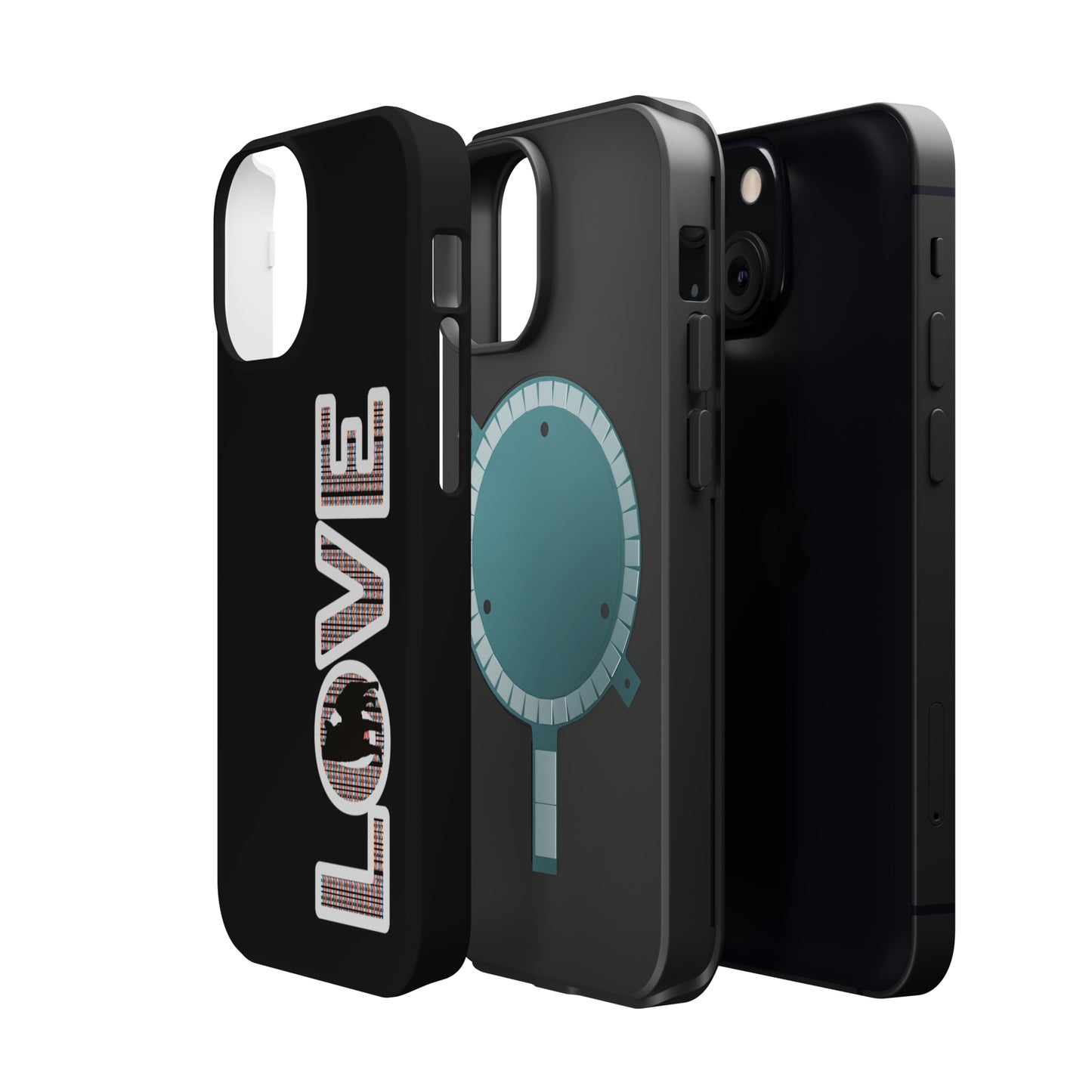 Shiba Inu Phone Case - "LOVE" design - Stylish iPhone, Shiba Love Design MagSafe Phone Case - Dual Layer Protection for iPhone Tough Cases