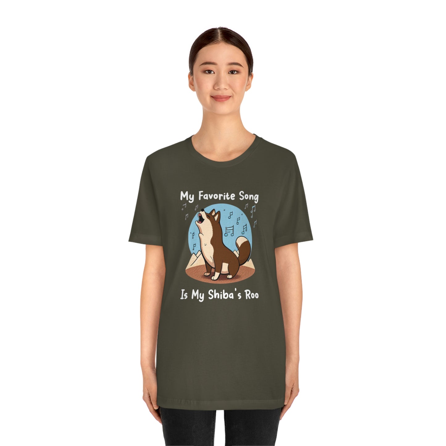 My Favorite Song - White Ink | Dk Brown Shiba Inu | Unisex Jersey Short Sleeve Tee