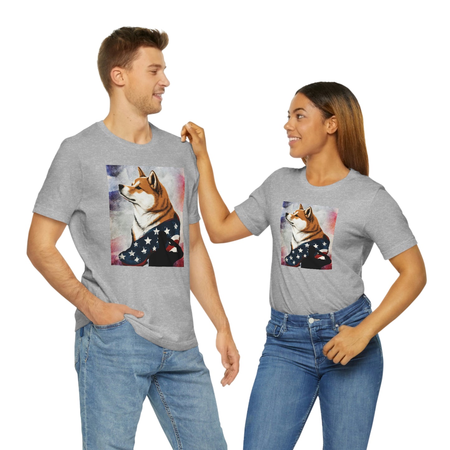 Patriotic Shiba Inu T-Shirt Support Our Troops | American Flag and Soldier Silhouette | Shiba Inu Tee with High-Quality Print