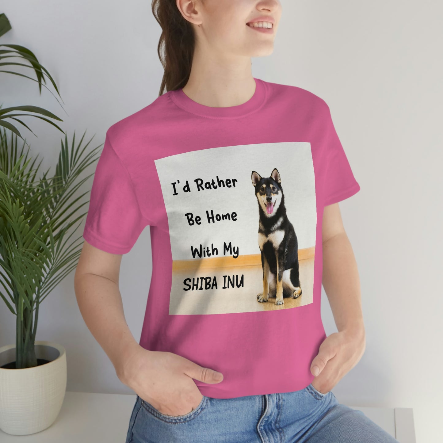 'I'd Rather Be Home with my Shiba' | Unisex Jersey Short Sleeve Tee