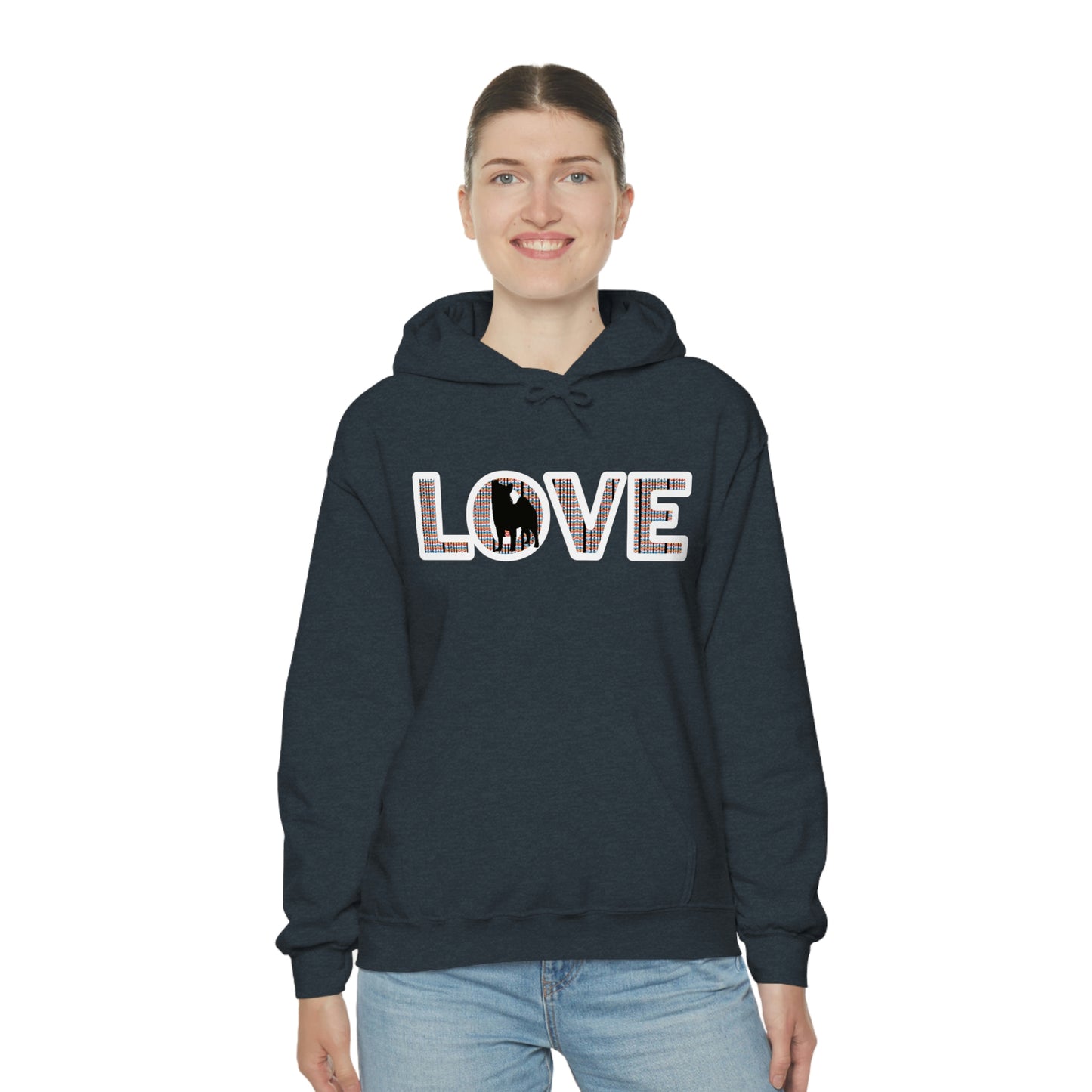 LOVE and Shiba Inu Hoodie Sweatshirt - Unisex, Soft & Warm Blend with Kangaroo Pocket - Shiba Inu Gift for anyone that loves their Shiba