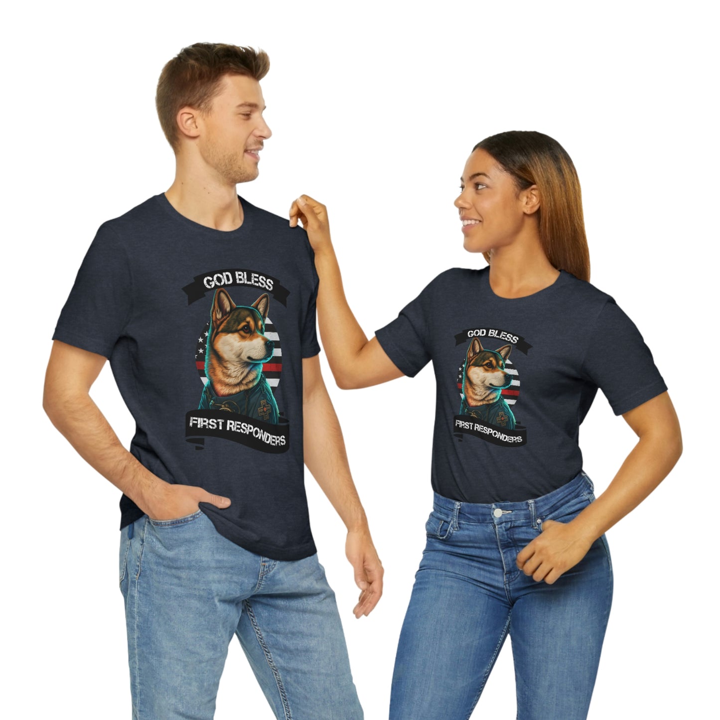 EMT Shiba Inu T-Shirt | Support First Responders | God Bless Banner | Shiba Inu Tee with High-Quality Print