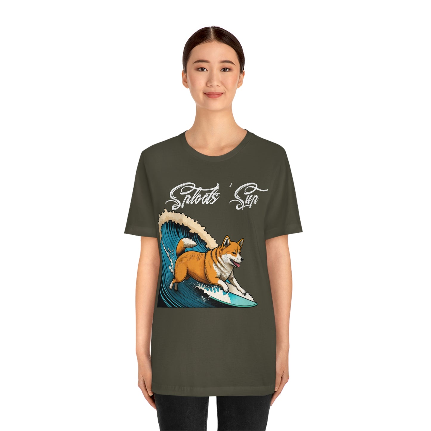 Sploots 'Sup Surfin' Shiba Inu | White Ink | Short Sleeve Tee