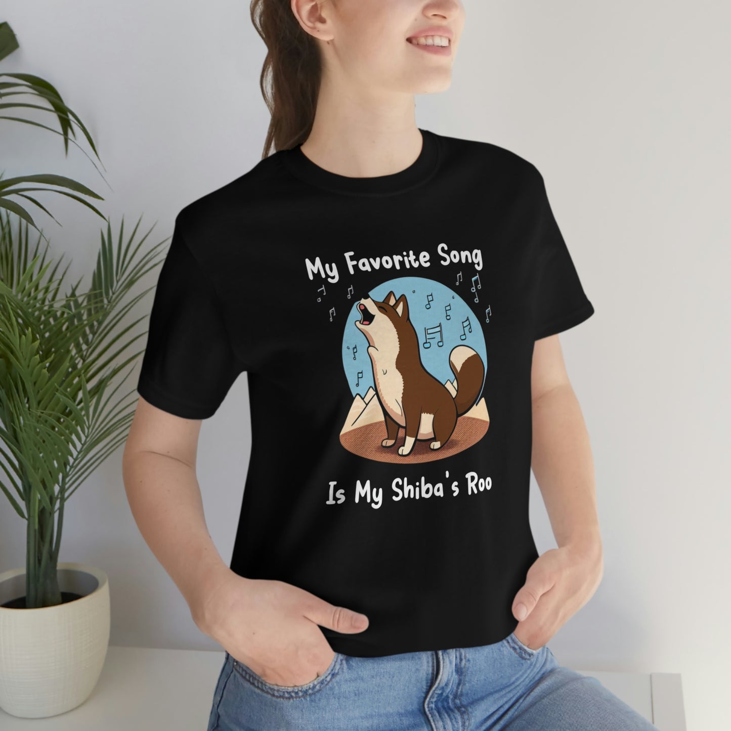 My Favorite Song - White Ink | Dk Brown Shiba Inu | Unisex Jersey Short Sleeve Tee