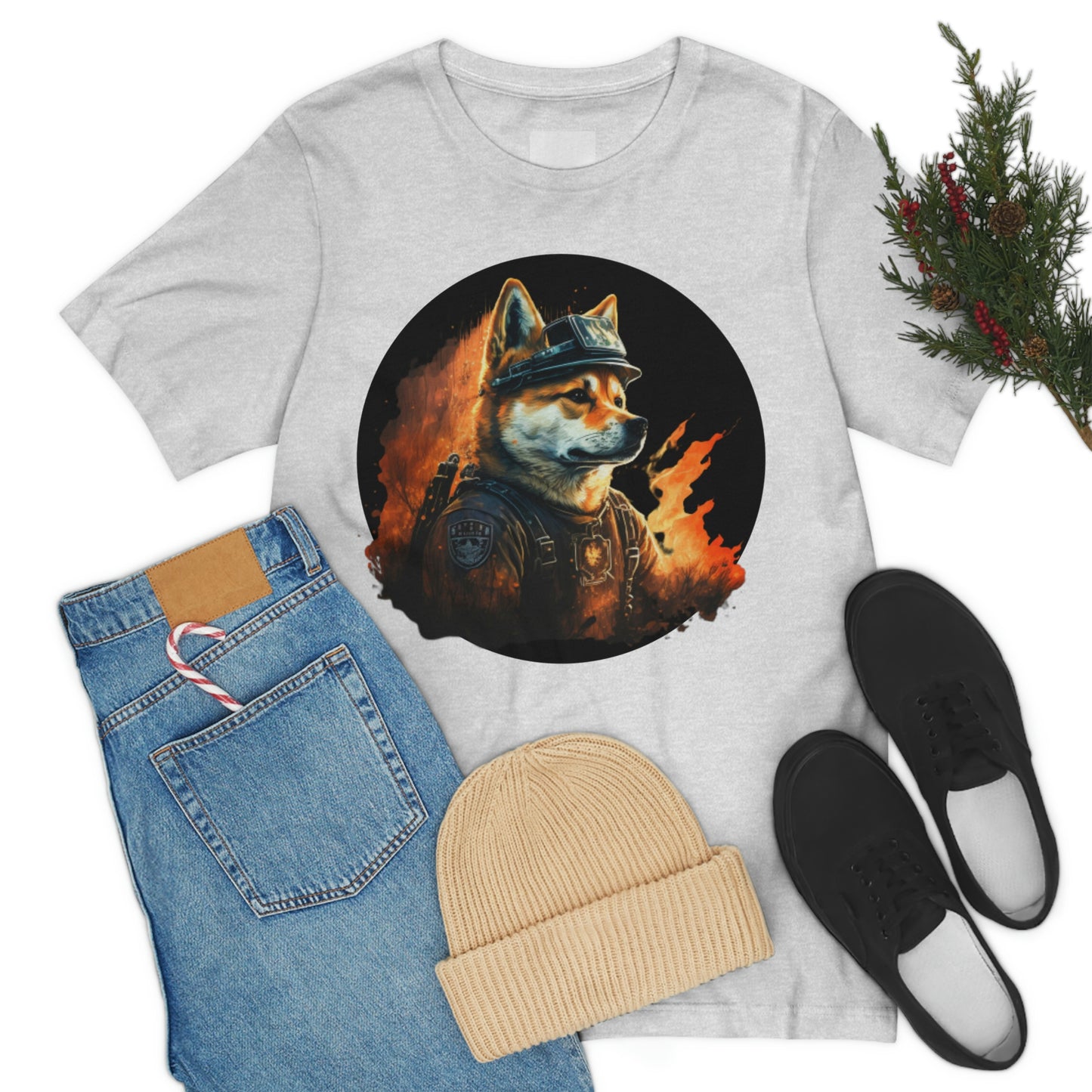 Shiba Inu Firefighter T-Shirt | Support Our Brave First Responders | Soft Cotton Tee with High-Quality Print