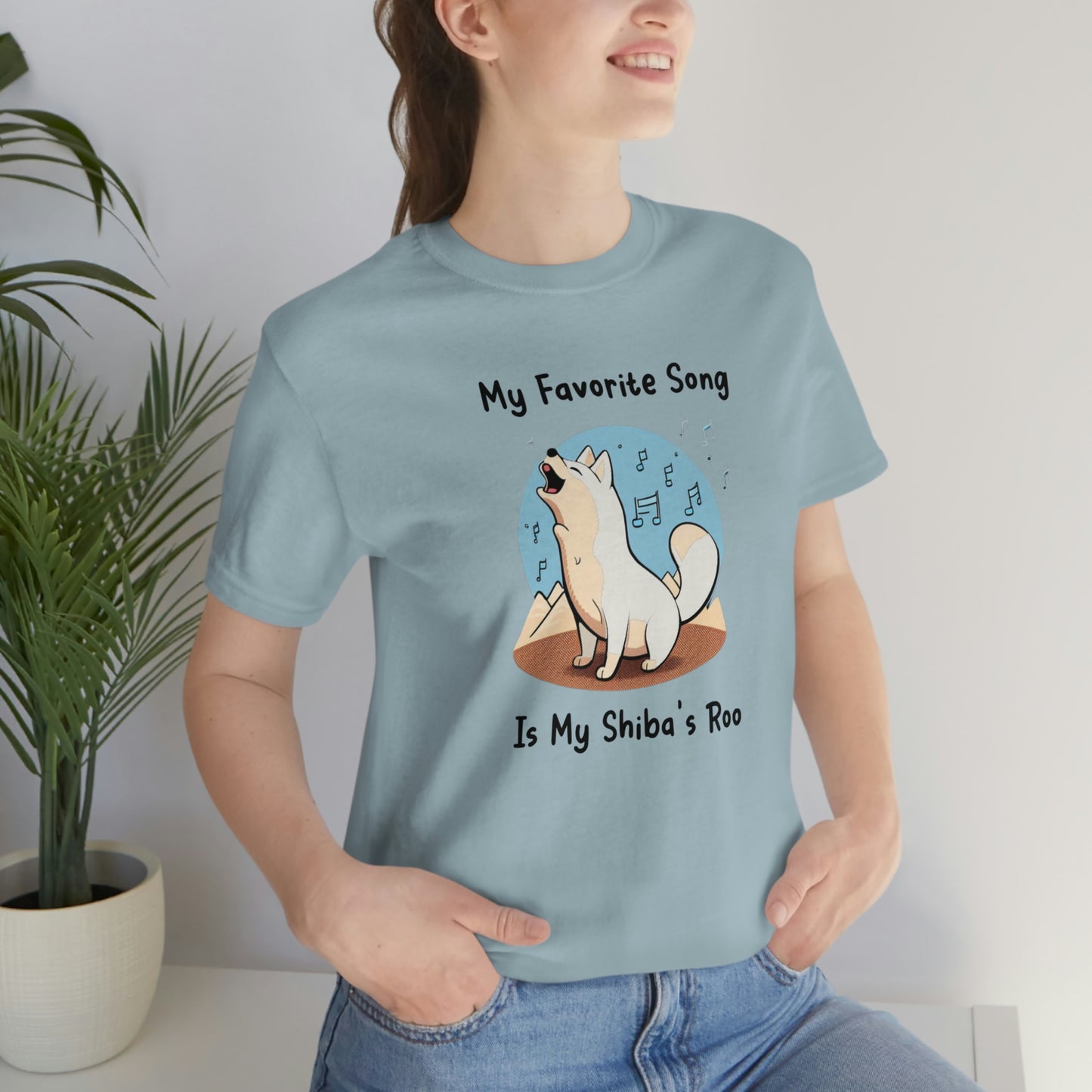 My Favorite Song - Black Ink | Cream Shiba Inu | Unisex Jersey Short Sleeve Tee