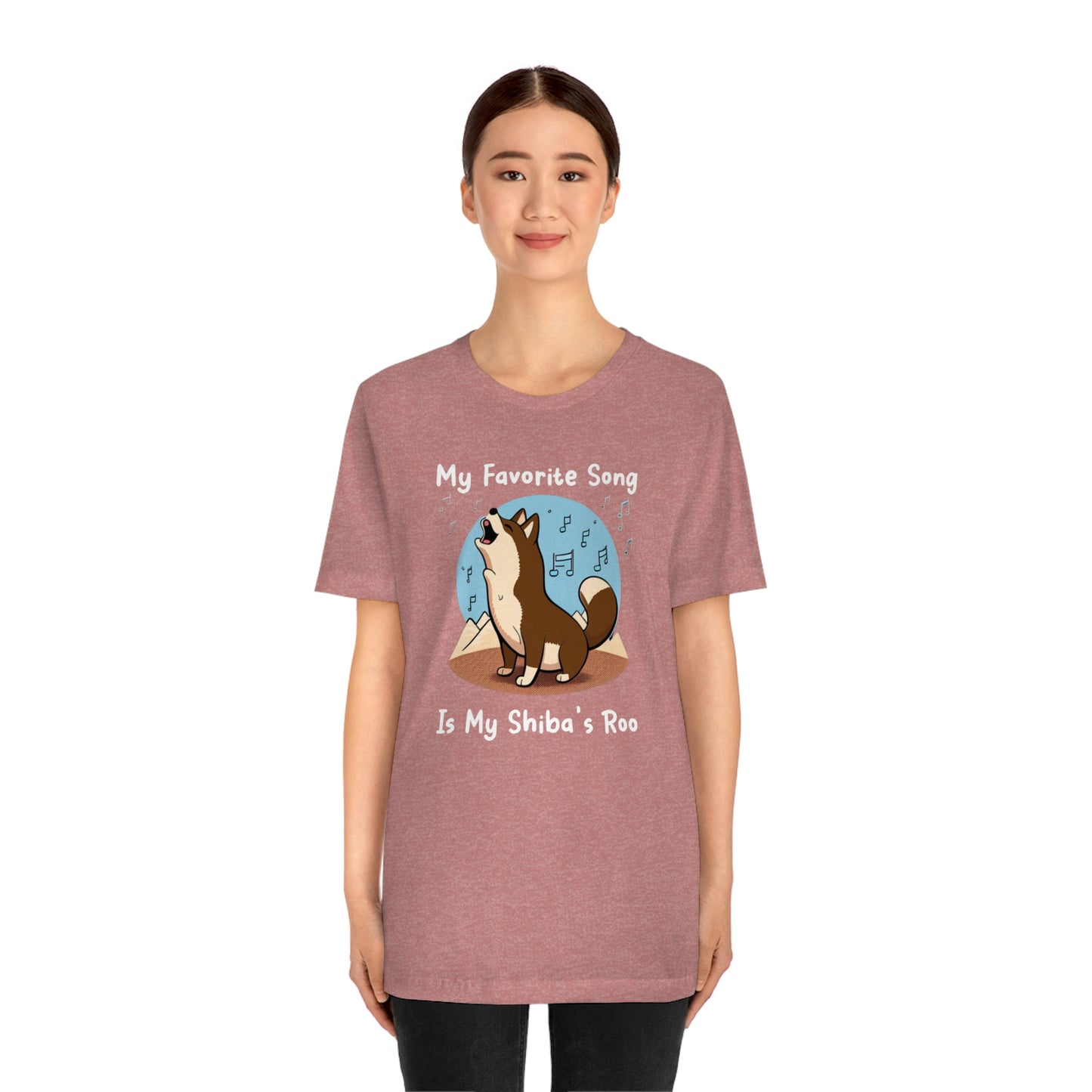 My Favorite Song - White Ink | Dk Brown Shiba Inu | Unisex Jersey Short Sleeve Tee