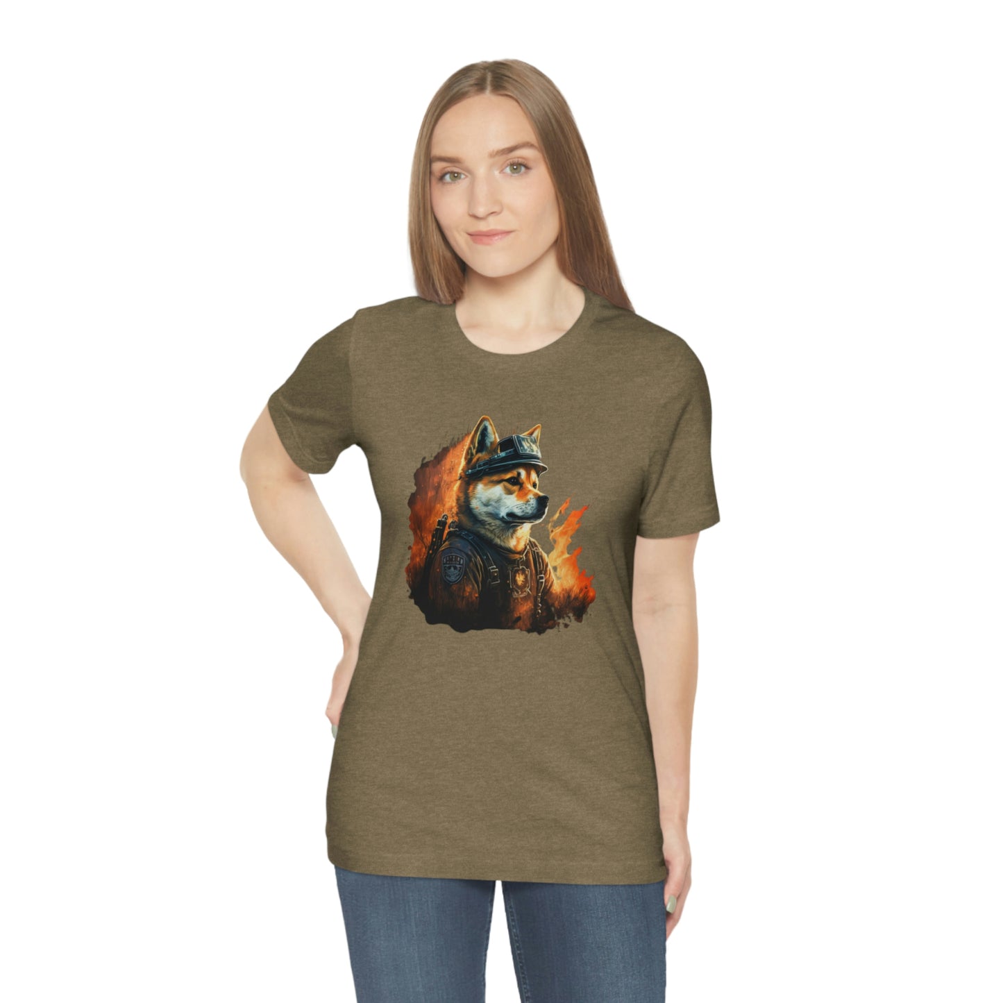 Brave Shiba Inu Firefighter T-Shirt - Flames Design | Shiba Inu Tee with High-Quality Print