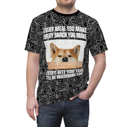 Shiba Inu | Watching You Eat | Unisex AOP Cut & Sew Tee