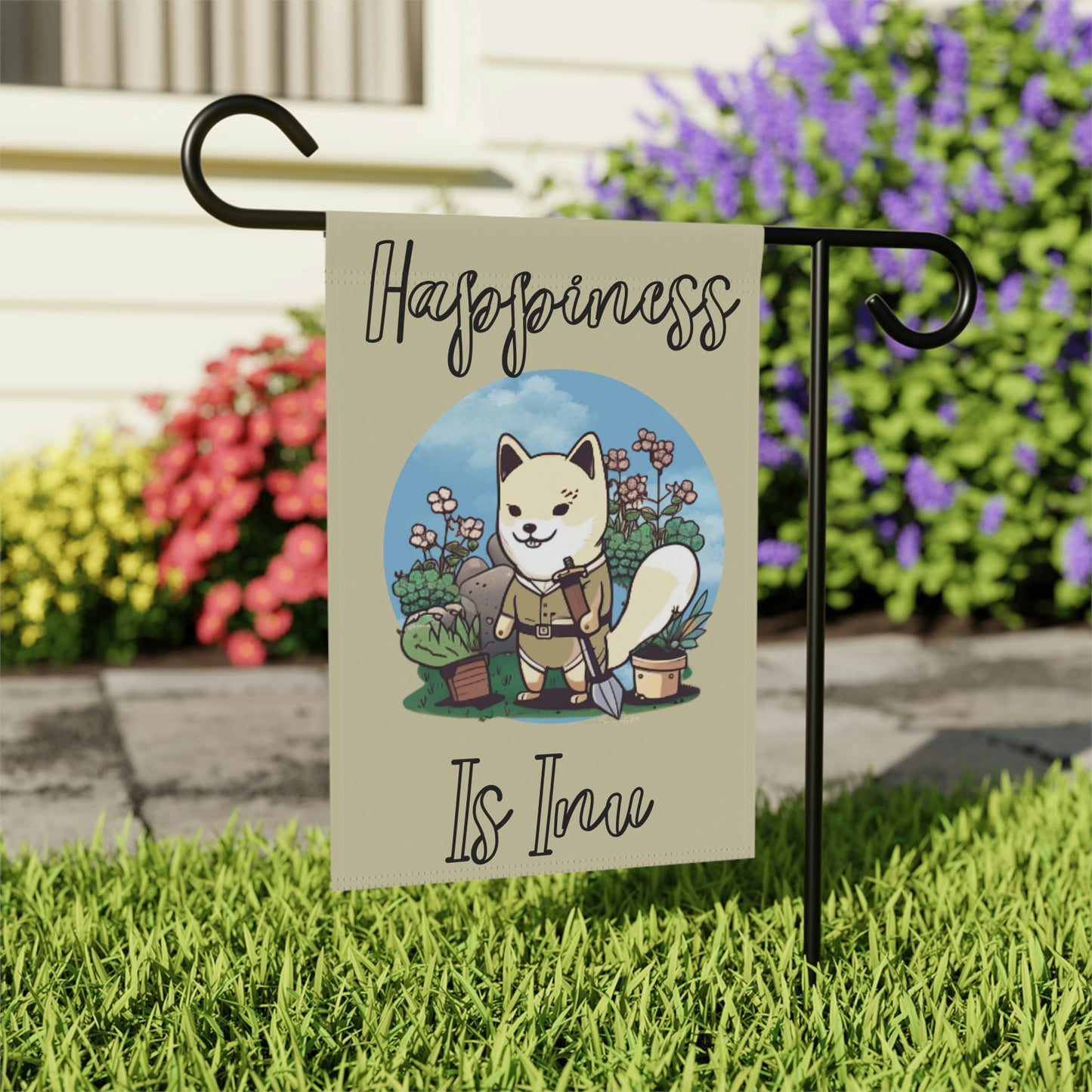 Cream Shiba Inu | Happiness | Garden & House Banner