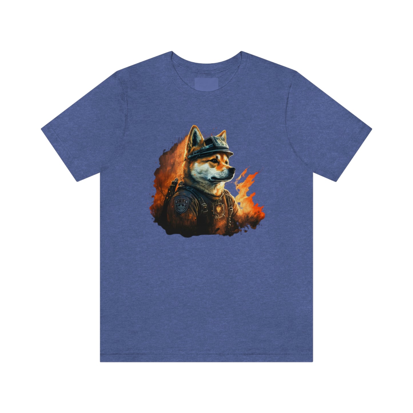 Brave Shiba Inu Firefighter T-Shirt - Flames Design | Shiba Inu Tee with High-Quality Print