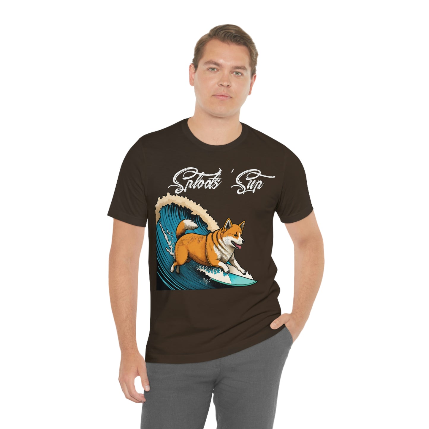 Sploots 'Sup Surfin' Shiba Inu | White Ink | Short Sleeve Tee