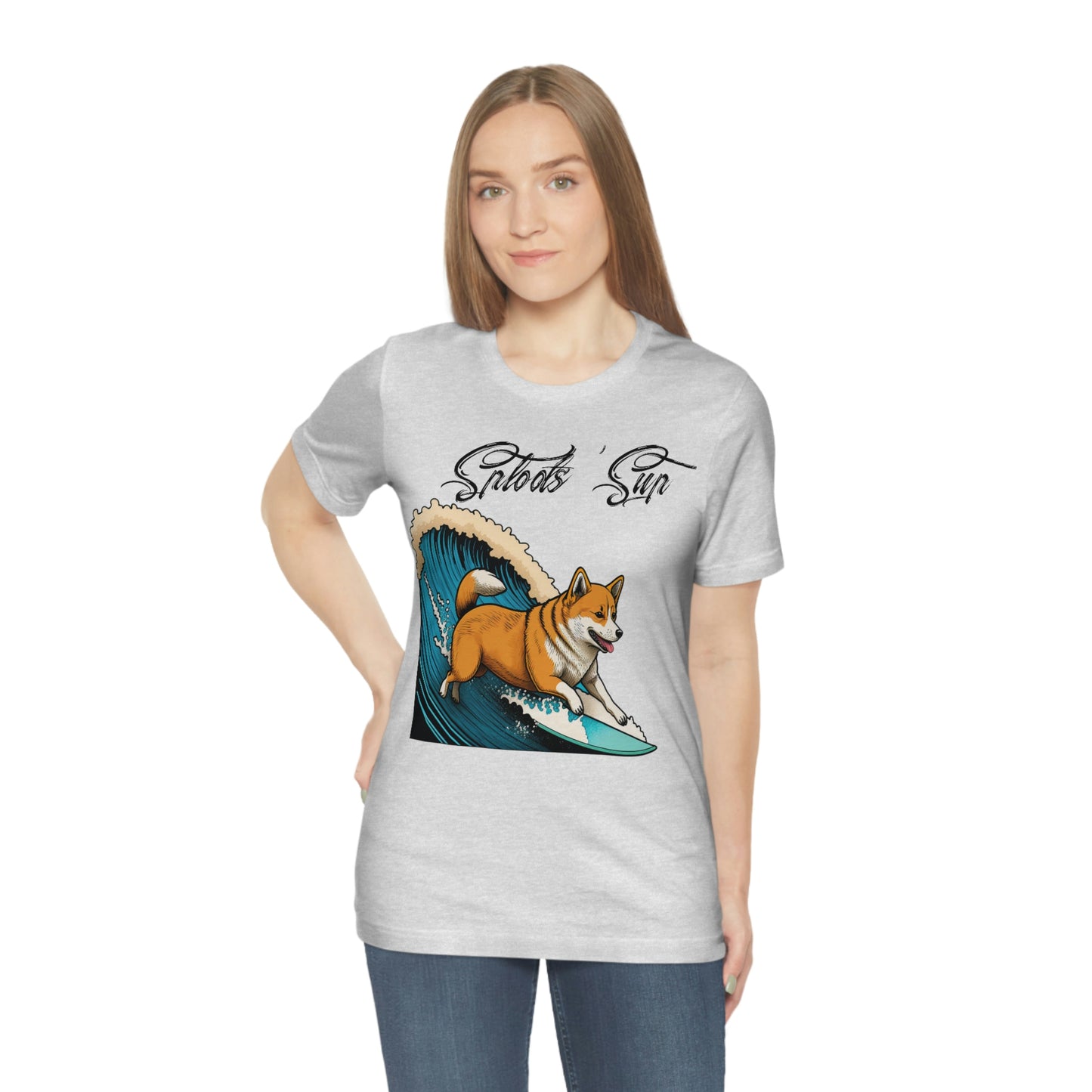 Sploots 'Sup Surfin' Shiba Inu | Black Ink | Short Sleeve Tee