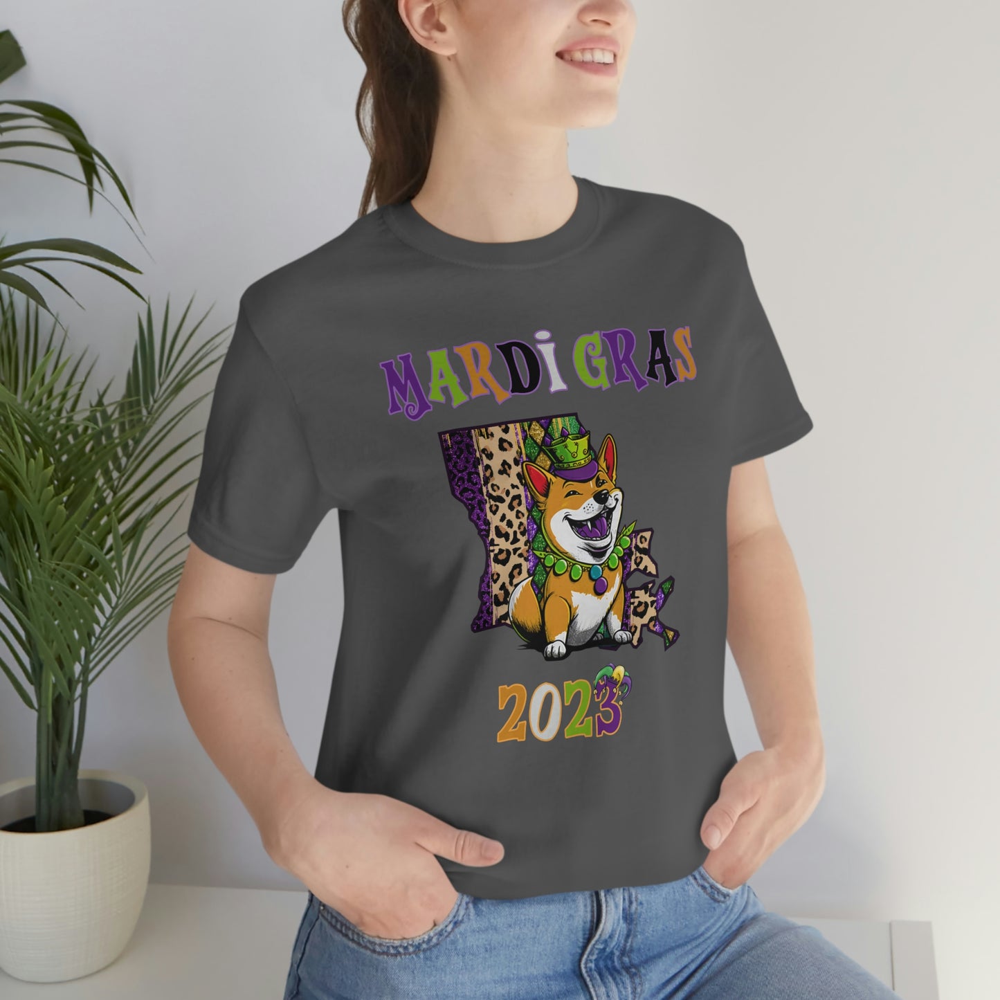 Mardi Gras 2023 Shiba Inu T-Shirt - Celebrate with your pup - Louisiana Theme - Soft Cotton - Dog Lover Gift