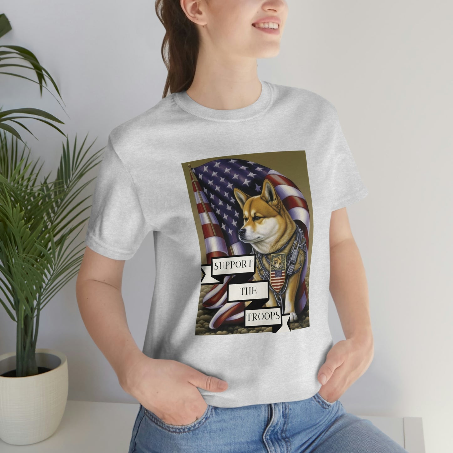 Patriotic Shiba Inu Soldier T-Shirt | American Flag and Support the Troops | Shiba Inu Tee with High-Quality Print