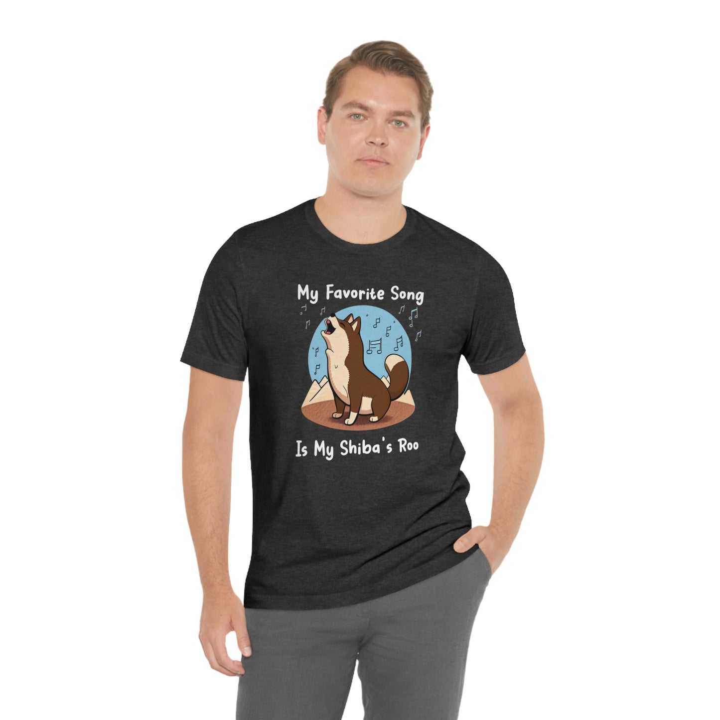 My Favorite Song - White Ink | Dk Brown Shiba Inu | Unisex Jersey Short Sleeve Tee