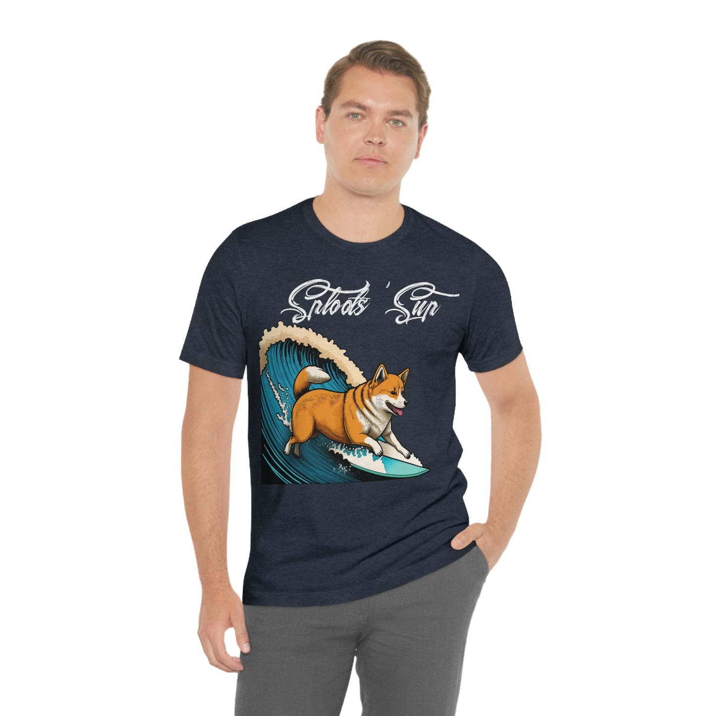 Sploots 'Sup Surfin' Shiba Inu | White Ink | Short Sleeve Tee